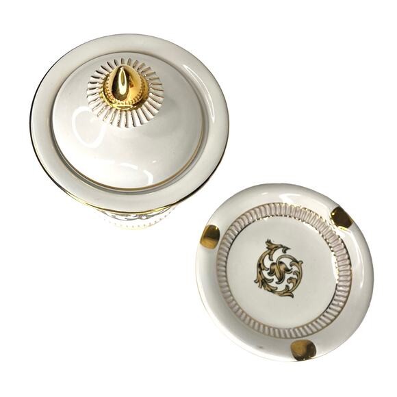 VTG Florentine Italy Cigarette 6" CANISTER & LID + ASHTRAY Sugar Bowl Spoon Rest - Picture 2 of 6